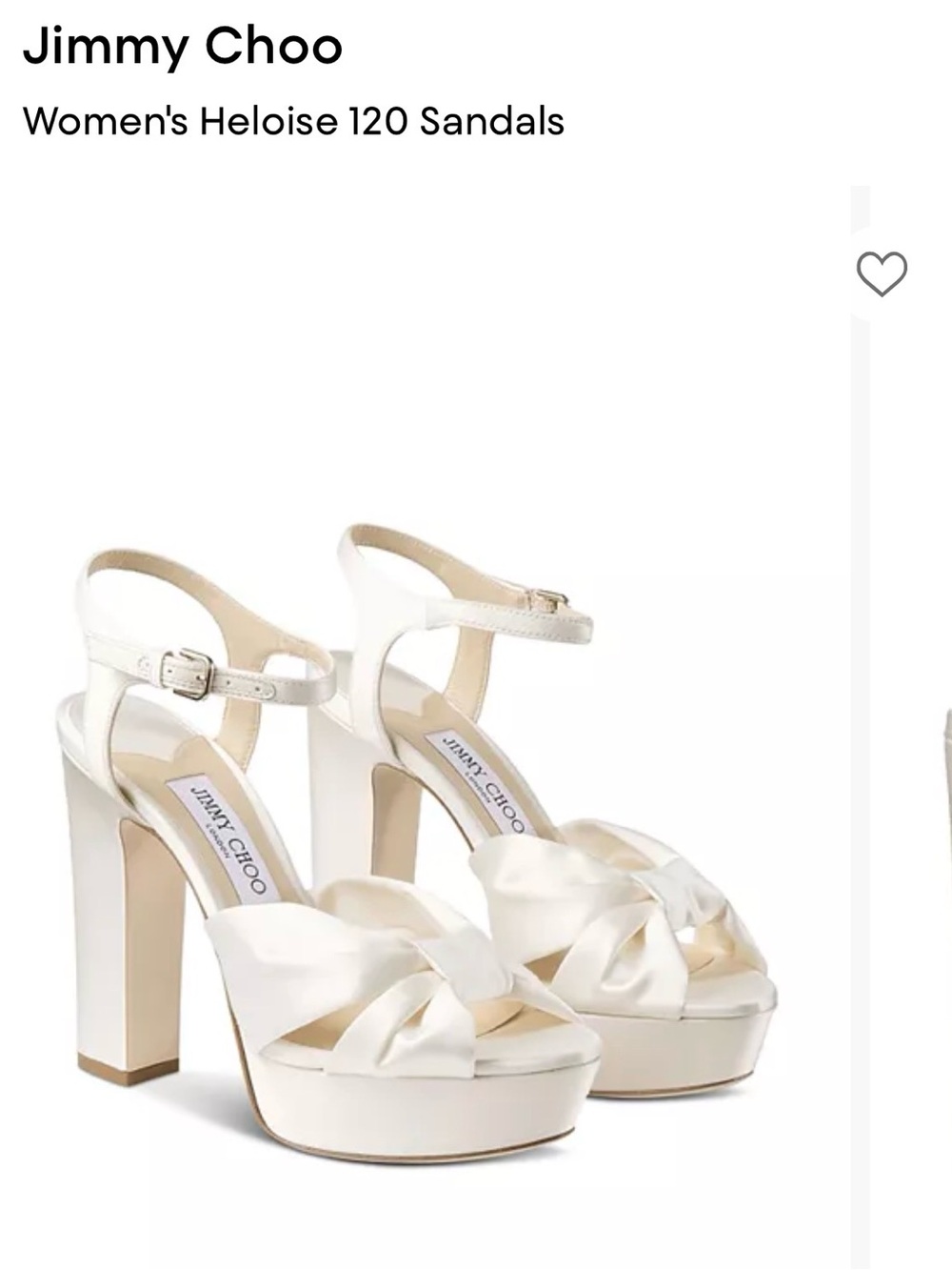 Jimmy Choo Women's Heloise 120 Satin Platform Sandals Ivory